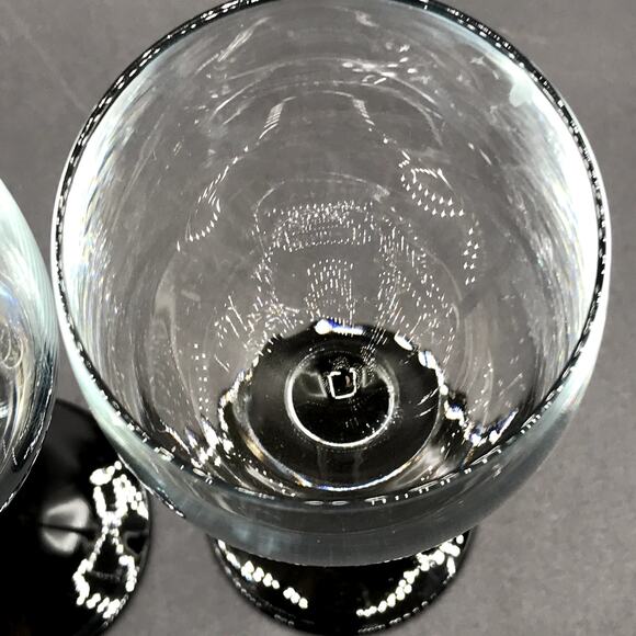 Luminarc of France Signature Black Wine Water Glasses 8" Discontinued Set of 2 - Picture 5 of 5